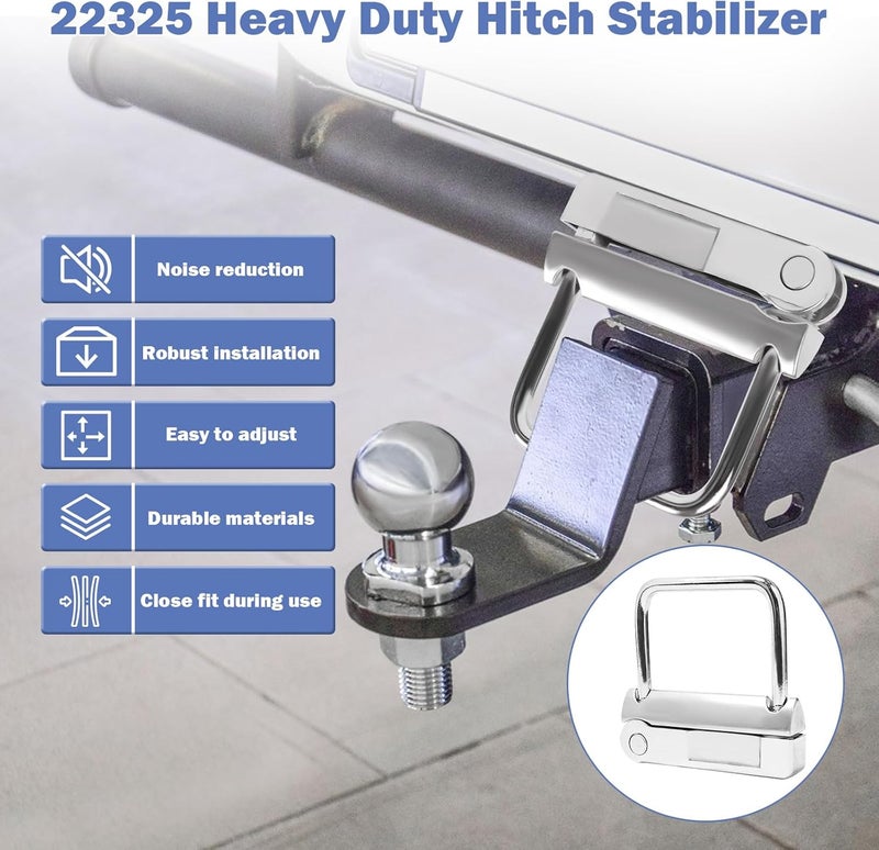 ulapithi 22325 No-Tool Anti-Rattle Hitch Clamp Tightener, Hitch Tightener Anti-Rattle Clamp for 2-Inch Receiver, Hollow or Solid Shanks Trailer Hitches Accessories, Silver Heavy Duty Hitch Stabilizer - Image 5